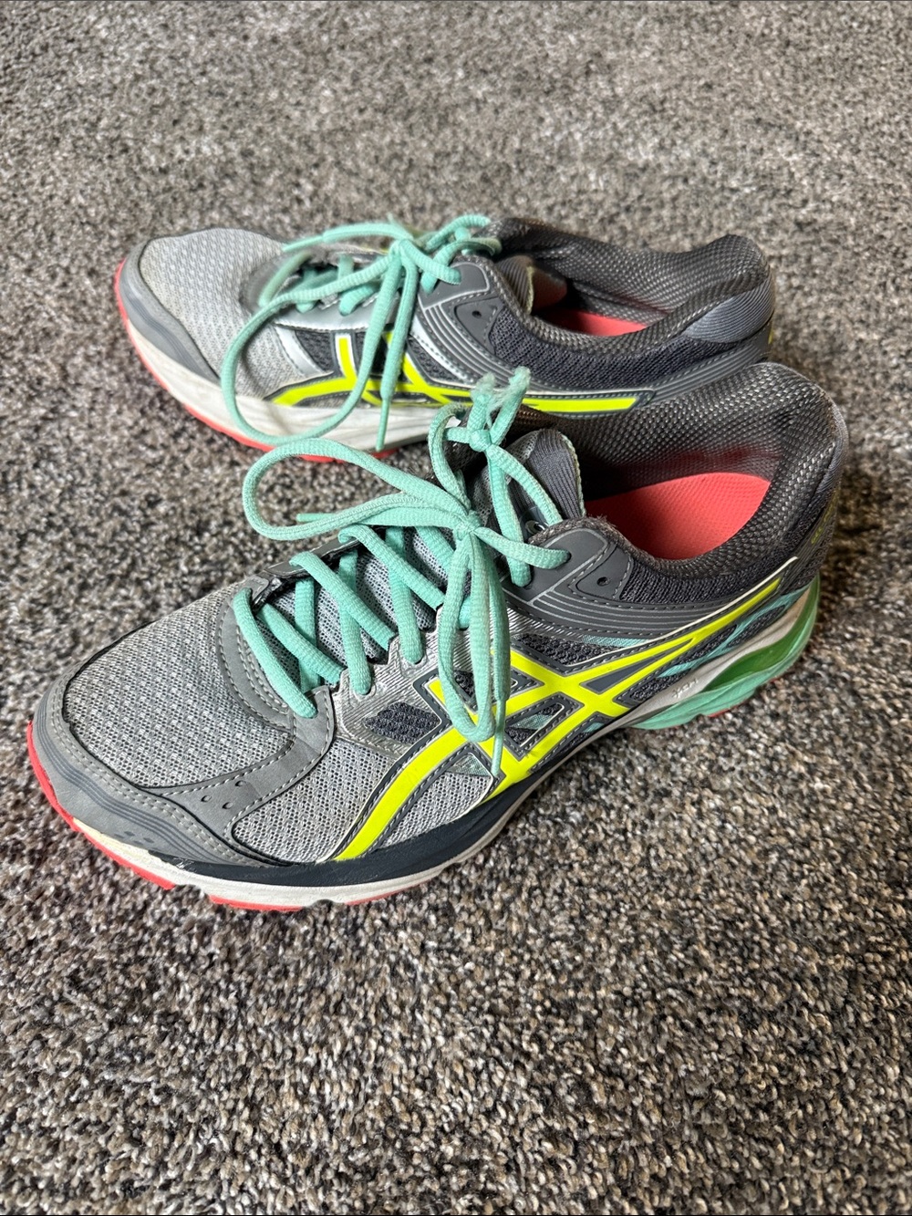 ASICS Women's Gray with Yellow Athletic Running Shoes
